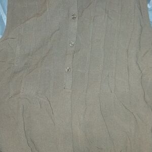 Max Studio Brown Sleeveless Button-Front Tank Top